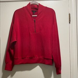 Tribal Scarlet Cowl Neck Front Zipper Sweatshirt Sweater Fall 2024